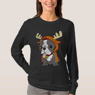 French Bulldog Dressed Up Reindeer Dogs Xmas T-Shirt