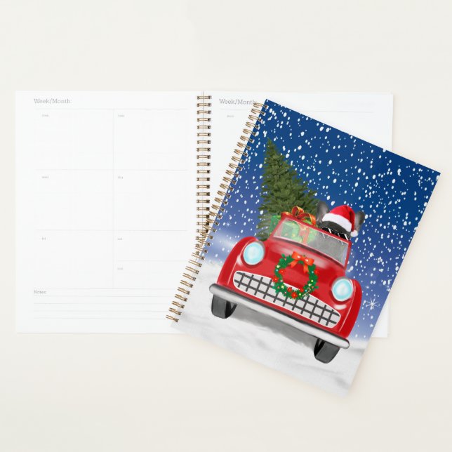 French Bulldog Driving Car In Snow Christmas Planner (Display)