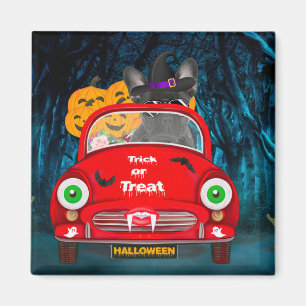 French Bulldog Driving Car Scary Halloween Magnet