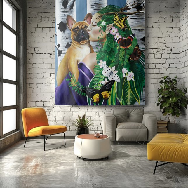 French Bulldog Dryad Fantasy Tapestry (Creator Uploaded)