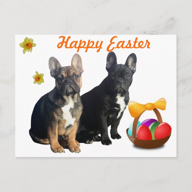French Bulldog Easter French Bulldog Holiday Postcard (Front)