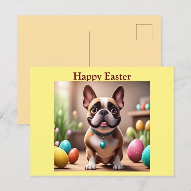 French Bulldog Easter French Bulldog Holiday Postcard (Front/Back)