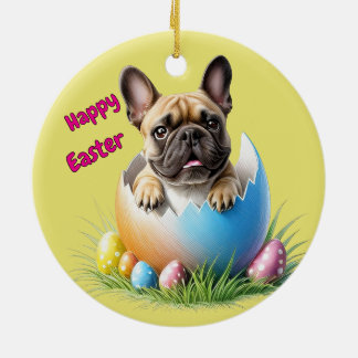 French Bulldog Egg Easter French Bulldog Ceramic Tree Decoration