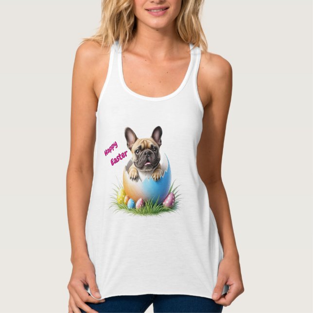 French Bulldog Egg Easter French Bulldog Singlet (Front)