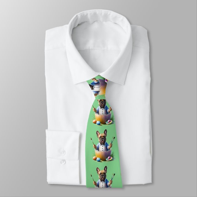 French Bulldog Egg Easter French Bulldog Tie (Tied)