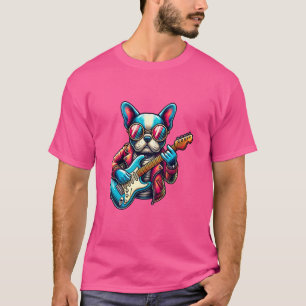 French Bulldog Electric Guitar Funny Dog Rock Band T-Shirt