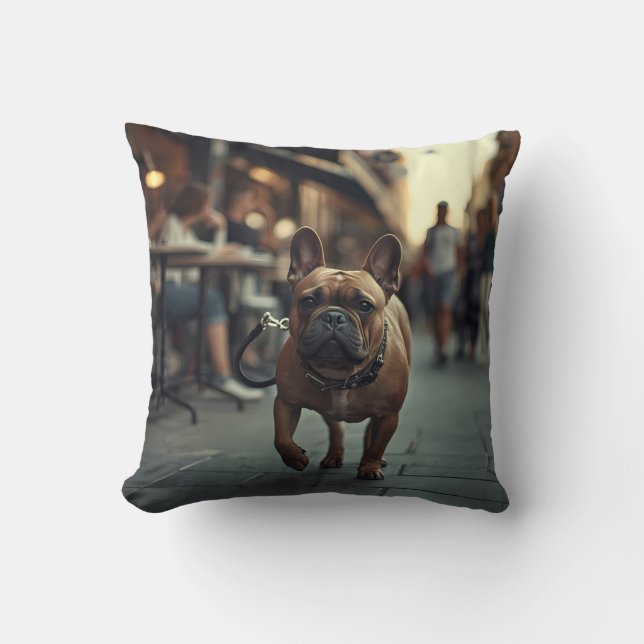 French Bulldog Elegant Throw Pillow (Front)
