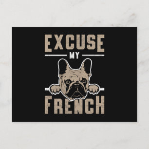 French Bulldog Excuse My French Dog Vintage Funny Postcard