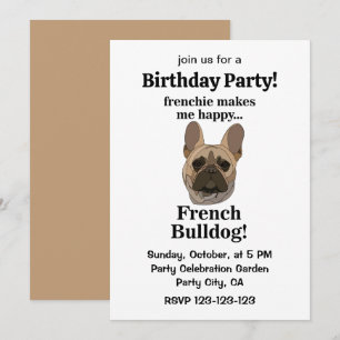 French Bulldog Face Birthday Party Invitation