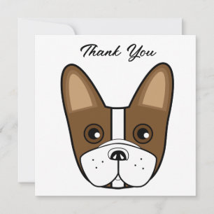 French Bulldog Face Birthday Party Thank You Card