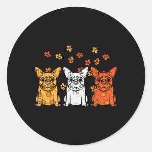 French Bulldog Fall Frenchie Dog Men Women Kids  Classic Round Sticker