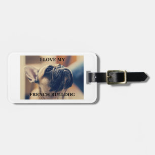 french bulldog fawn love w pic luggage tag