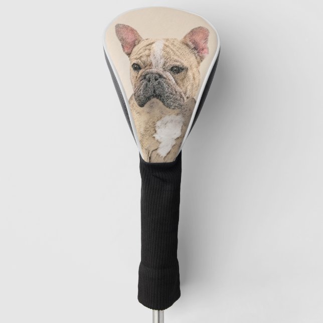 French Bulldog (Fawn Pied) Painting - Dog Art Golf Head Cover (Front)