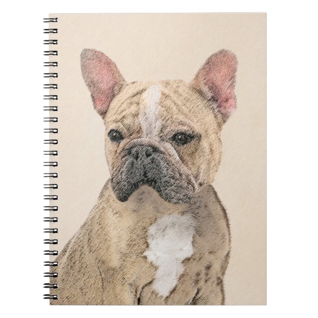 French Bulldog (Fawn Pied) Painting - Dog Art Spiral Notebook (Front)