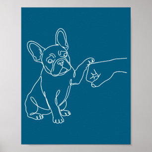 French Bulldog Fist Bump Frenchie Illustration Poster