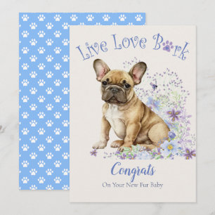 French Bulldog Floral Adoption, Gotcha Day Card