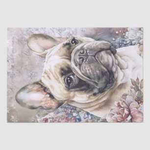 French Bulldog Floral Dog Tissue Paper