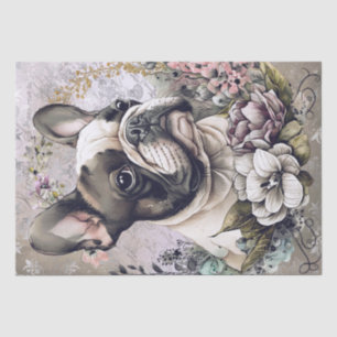 French Bulldog Floral Dog Tissue Paper