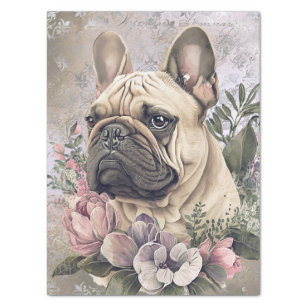 French Bulldog Floral Dog Tissue Paper