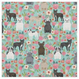 French Bulldog Floral Fabric