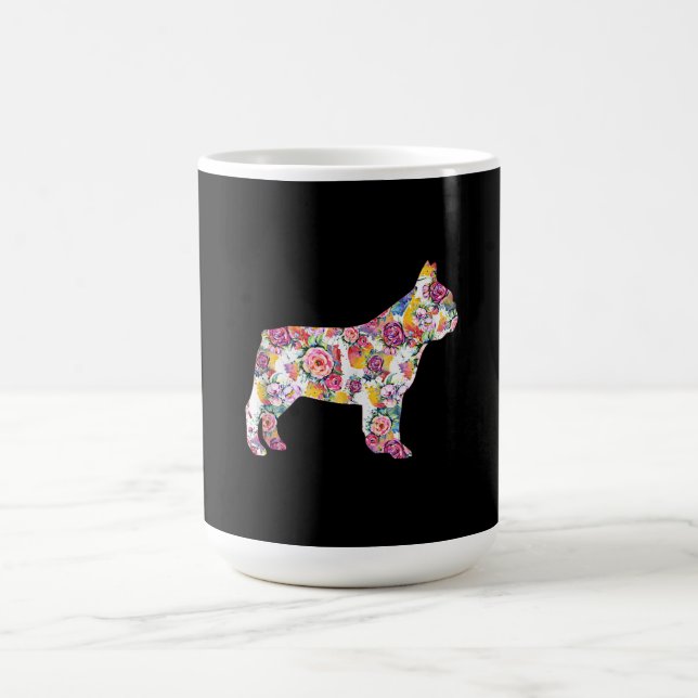 french bulldog flower pattern| colourful dog gift coffee mug (Center)
