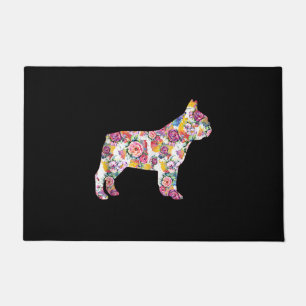 french bulldog flower pattern colourful dog gift doormat