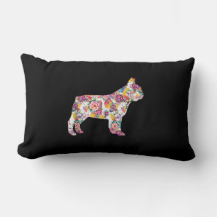 french bulldog flower pattern  colourful dog gift lumbar cushion