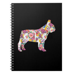 french bulldog flower pattern  colourful dog gift notebook
