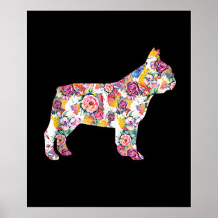 french bulldog flower pattern colourful dog gift poster