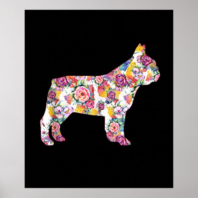 french bulldog flower pattern| colourful dog gift poster (Front)
