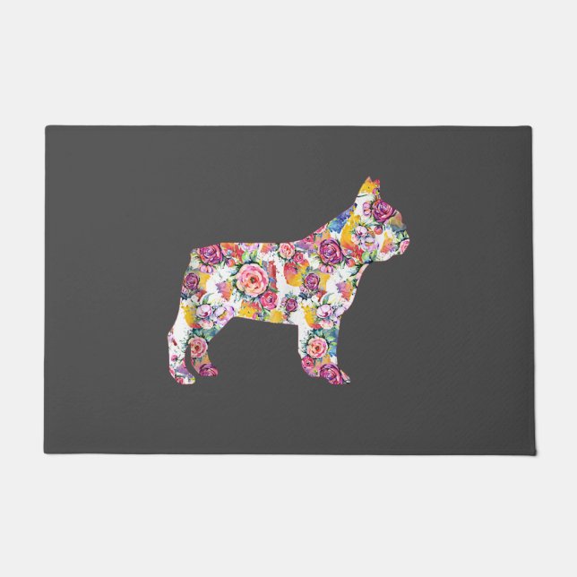 French Bulldog Flower Pattern Frenchie Bulldogs Doormat (Front)