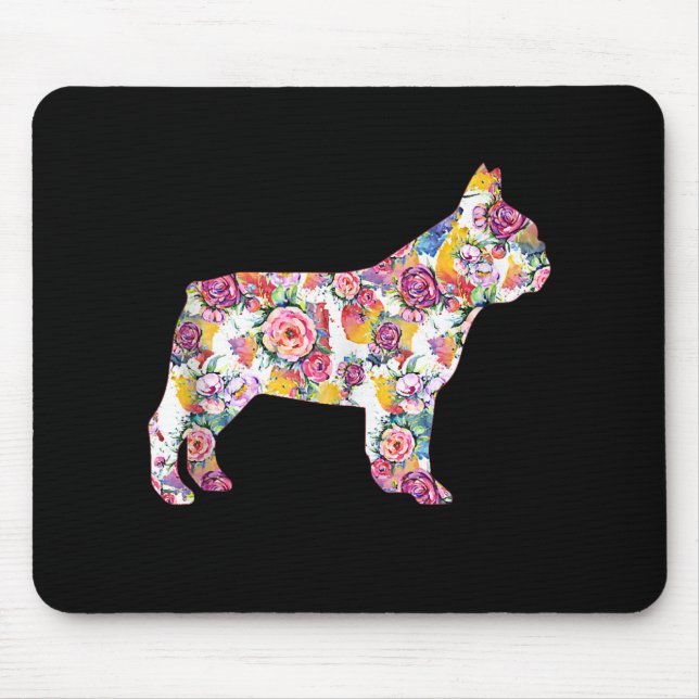 French Bulldog Flower Pattern Frenchie Bulldogs Mouse Pad (Front)