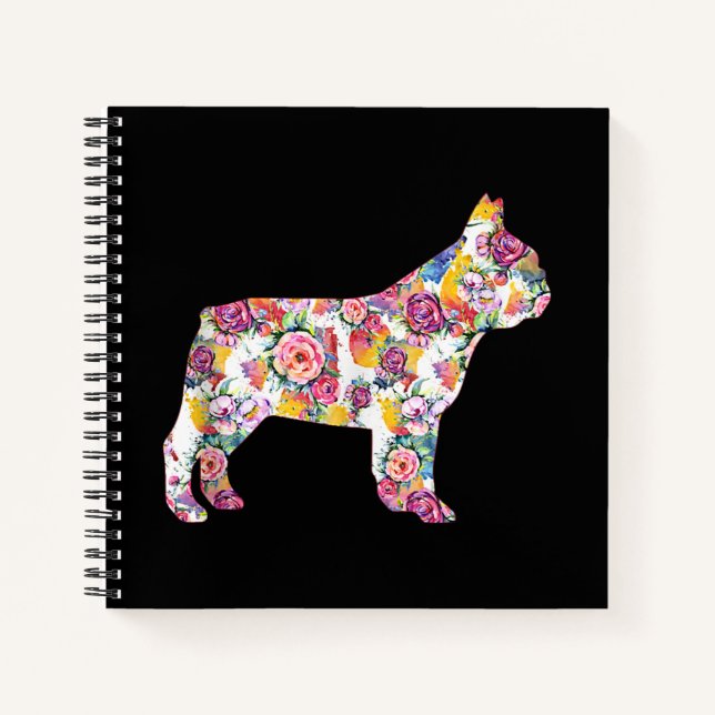 French Bulldog Flower Pattern Frenchie Bulldogs Notebook (Front)