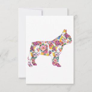 French Bulldog Flower Pattern Frenchie Bulldogs RSVP Card