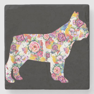 French Bulldog Flower Pattern Frenchie Bulldogs Stone Coaster
