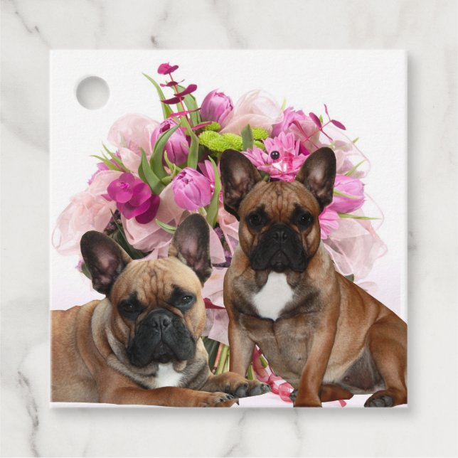 French Bulldog Flowers French Bulldog Celebration Favour Tags (Front)
