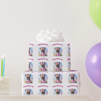 French Bulldog Flowers French Bulldog Wrapping Paper