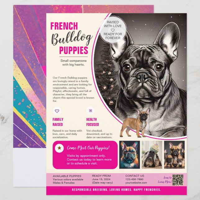 French Bulldog Flyer Purple  (Front/Back)