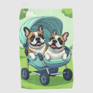 French Bulldog Französische Bulldogge Zwillinge Golf Towel