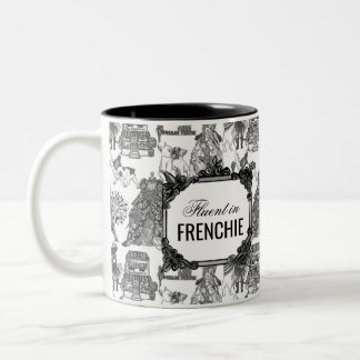 FRENCH BULLDOG Frenchie Black Toile Customisation Two-Tone Coffee Mug