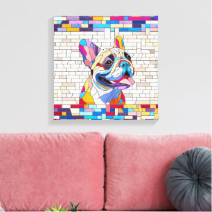 French Bulldog -Frenchie - colourful mosaic Canvas Print