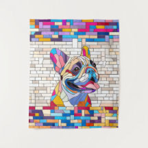 French Bulldog -Frenchie - colourful mosaic