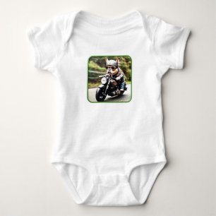 French Bulldog "Frenchie" Dog on Motorcycle Baby Bodysuit