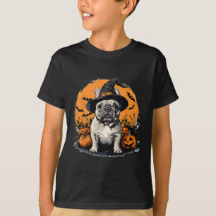 French Bulldog Frenchie Dog Whitch Hat Halloween P T-Shirt