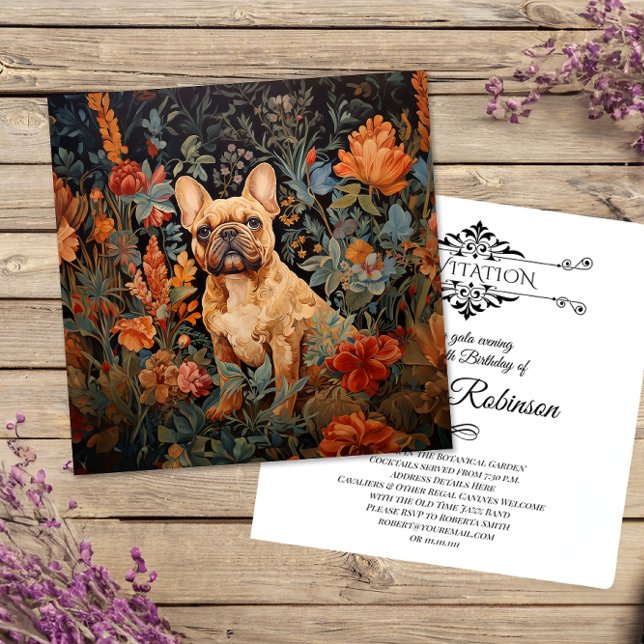 French Bulldog Frenchie Garden Tapestry Birthday Thank You Card (Creator Uploaded)