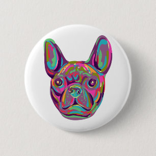 French Bulldog Frenchie head Pop art style 6 Cm Round Badge