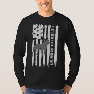 French Bulldog Frenchie Mom American Flag T-Shirt