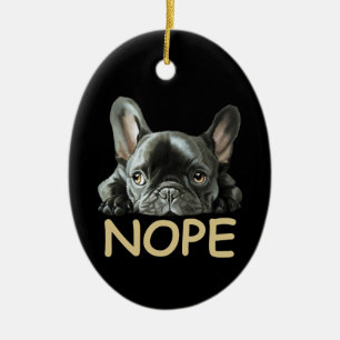 French Bulldog Frenchie Nope Gifts Ceramic Tree Decoration