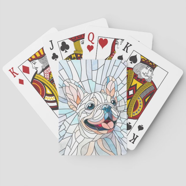 French Bulldog -Frenchie - pastel mosaic Playing Cards (Back)