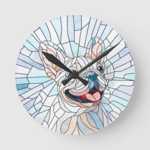 French Bulldog -Frenchie - pastel mosaic Round Clock